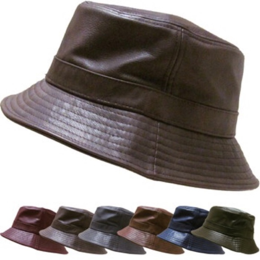 Leather bucket hat